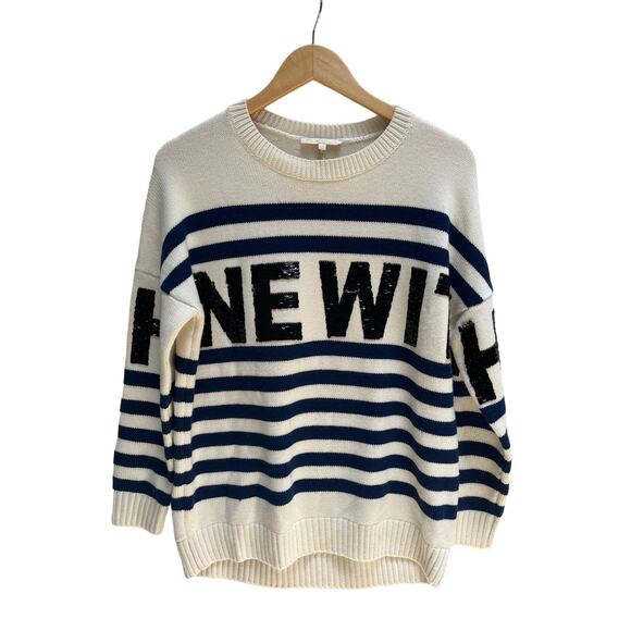 Maje Mystica Striped & Sequined Resort Sweater Size 0 - Picture 1 of 14